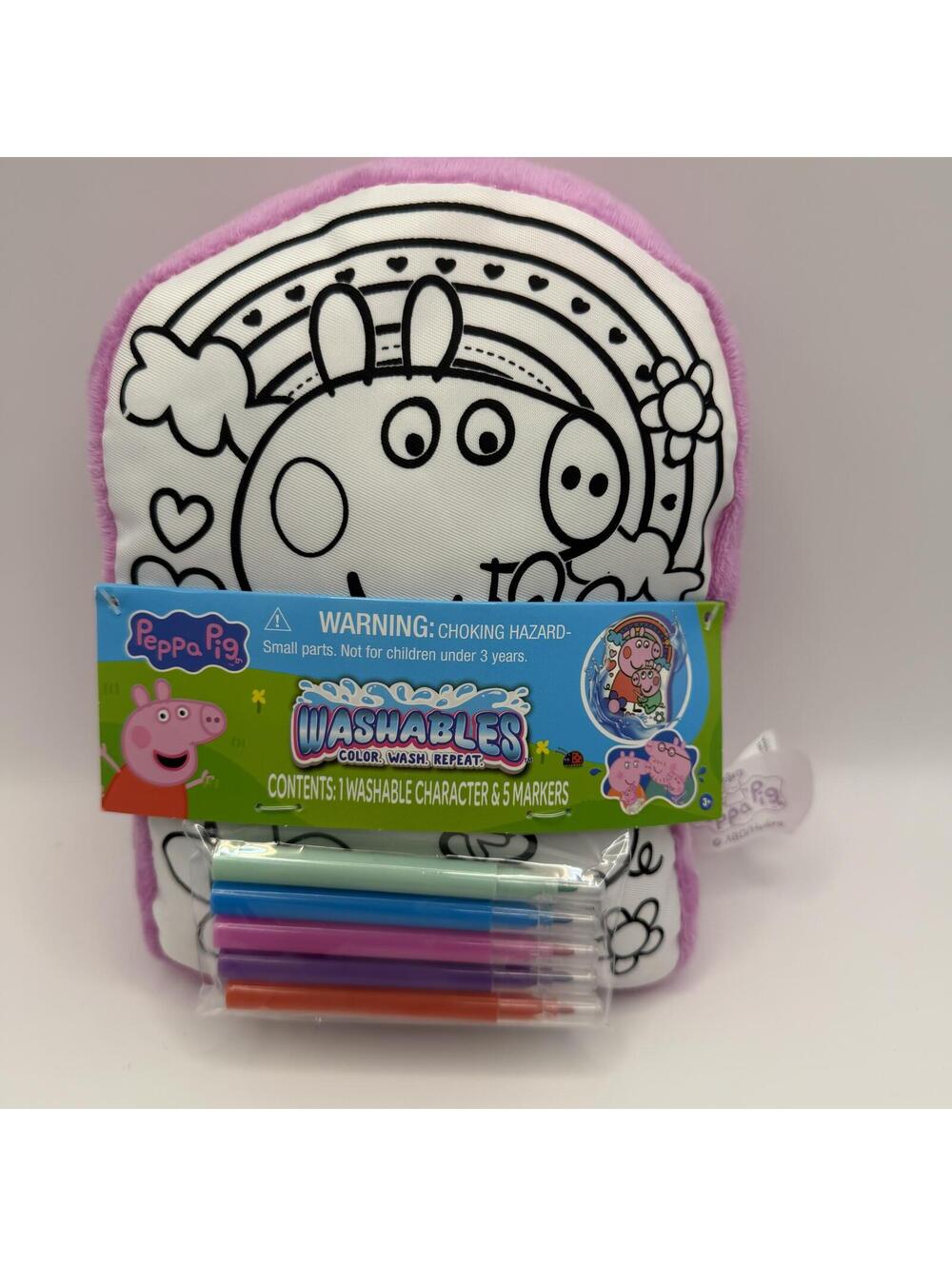Peppa Pig Washable Color and Wash Repeat Plush - 12" Doodle Toy with 5 Markers